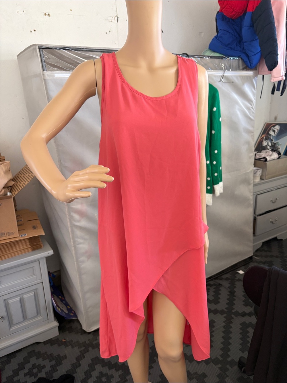 Sleeveless Pink Asymmetrical Layered shirt
